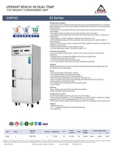 Everest ESRFH2,  29 1/4" 1 Section Half Door (1/2 Ref & 1/2 Fzr) Dual Temp